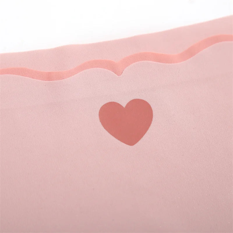 Seamless Bras Set for Women Push Up Bras Heart Pattern Bralette Sexy Low Rise Ice Silk Briefs Wavy Edge Underwear Set Female