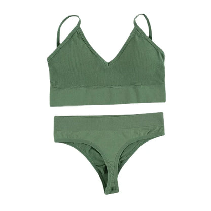 2Pcs Bra Set Underwear Set Women Panties Sexy G-String Seamless Bralette Female Lingerie Soft Tank Crop Top 2023 New