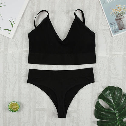 2Pcs Bra Set Underwear Set Women Panties Sexy G-String Seamless Bralette Female Lingerie Soft Tank Crop Top 2023 New
