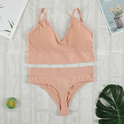 2Pcs Bra Set Underwear Set Women Panties Sexy G-String Seamless Bralette Female Lingerie Soft Tank Crop Top 2023 New
