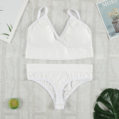 2Pcs Bra Set Underwear Set Women Panties Sexy G-String Seamless Bralette Female Lingerie Soft Tank Crop Top 2023 New